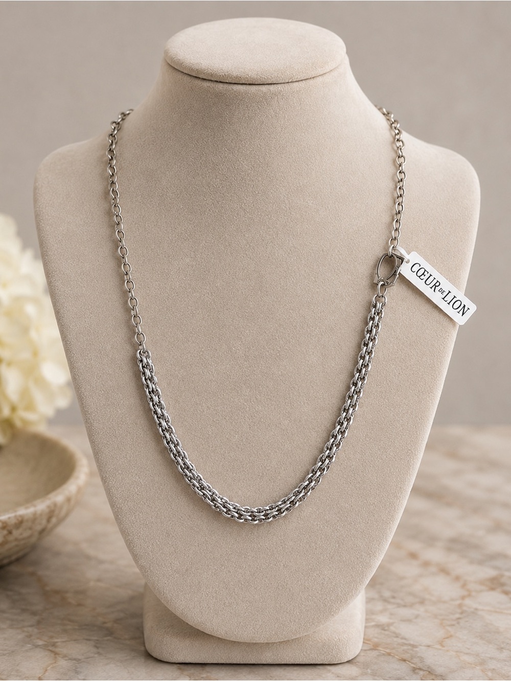 NWT✨ Cœur de Lion Silver Tone Mixed Chain Necklace